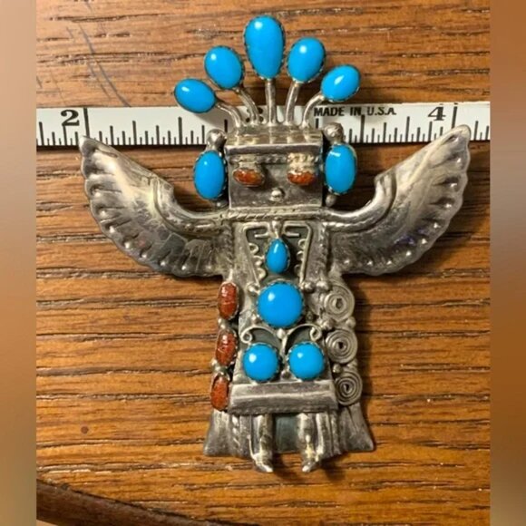 Navajo Vintage Sterling silver Eagle Dancer Kachina Pendan - Picture 3 of 6